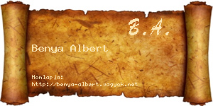 Benya Albert névjegykártya